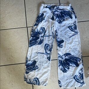 Floral Blue and White Women's Pants